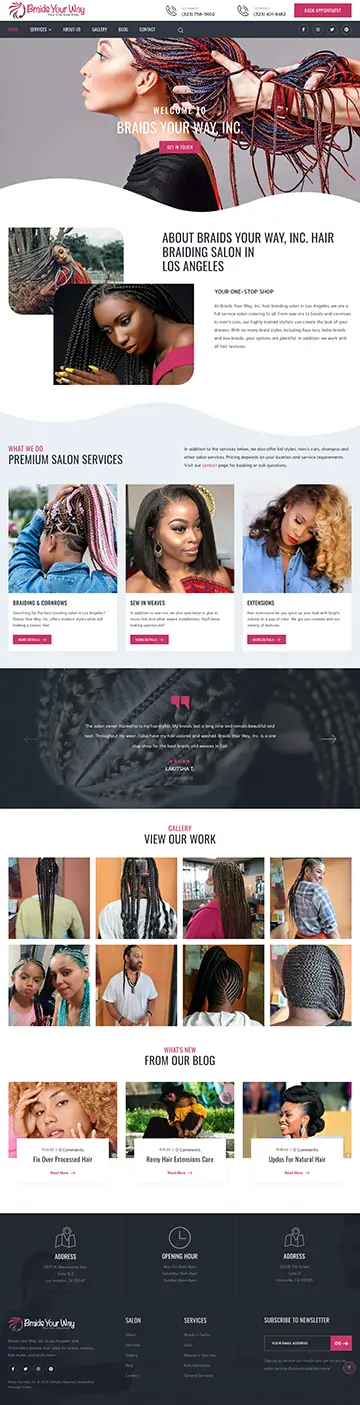 Hair Braiding Salon Website Design by Envisager Studio